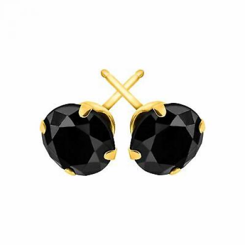 6 mm Black Cubic Zirconia Stud Earrings in 10K Gold