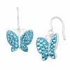 Butterfly Earrings with Blue Swarovski Crystals in Sterling Silver