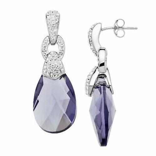 Crystaluxe Ring Drop Earrings with Purple Swarovski Crystals in Sterling Silver