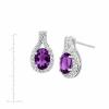 Natural Amethyst & Created White Topaz Teardrop Earrings in Sterling Silver