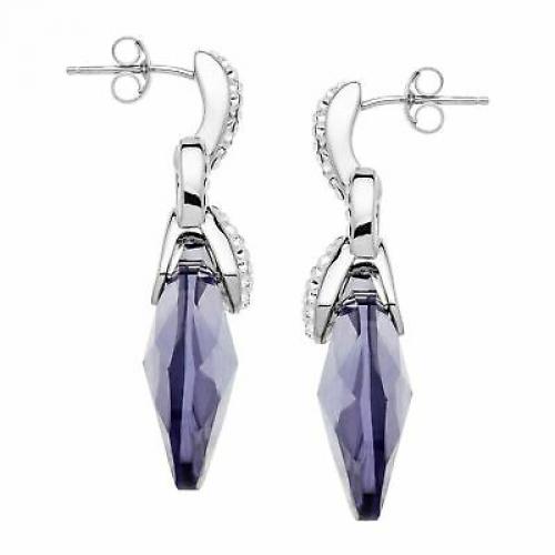 Crystaluxe Ring Drop Earrings with Purple Swarovski Crystals in Sterling Silver