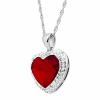 Crystaluxe Red Heart Halo Pendant with Swarovski Crystals in Sterling Silver