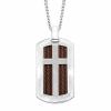 Men's Cross Dog Tag Necklace in Stainless Steel