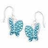 Butterfly Earrings with Blue Swarovski Crystals in Sterling Silver