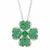 Shamrock Pendant with Green Cubic Zirconia in Sterling Silver