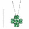 Shamrock Pendant with Green Cubic Zirconia in Sterling Silver