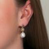 Freshwater Pearl Drop Earrings w Champagne Swarovski Crystals in Sterling Silver