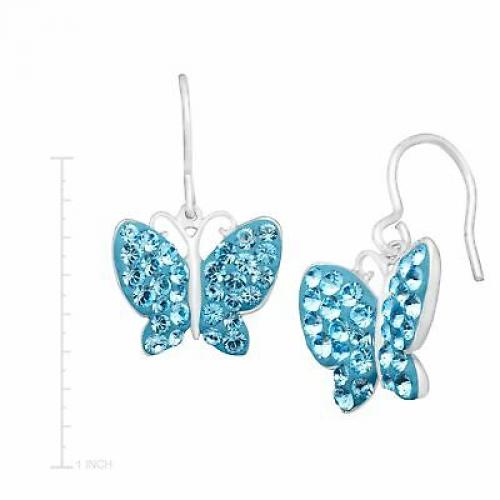 Butterfly Earrings with Blue Swarovski Crystals in Sterling Silver