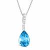 3 1/2 ct Natural Swiss Blue Topaz Pendant with Diamond in Sterling Silver