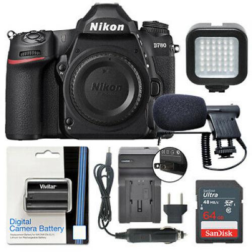 Nikon D780 Digital SLR Camera Body 24.5MP 4K FX-format + 64GB Power Video Kit