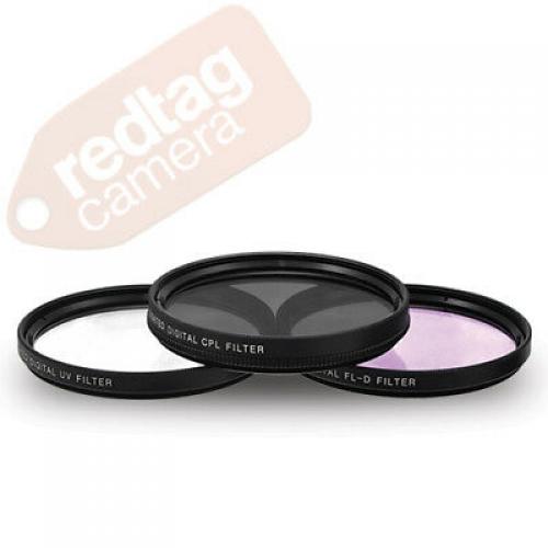 62mm 3 Piece Multi-Coated HD Digital Lens Glass Protector Filter Kit UV CPL FLD