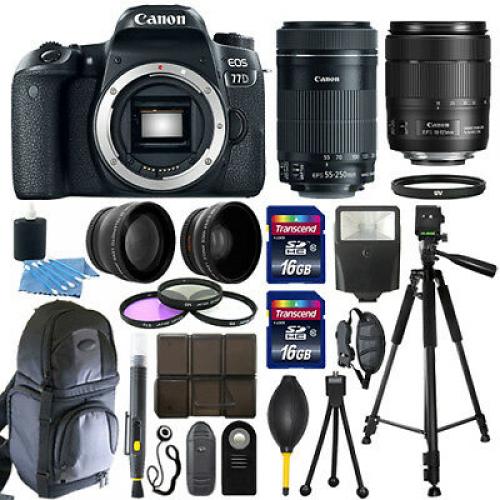 Canon EOS 77D SLR Camera + 18-135mm USM + 55-250mm STM 4 Lens 32GB Valued Kit