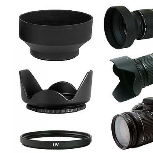 58MM Lens Hoods & UV Filter Kit for Canon 18-55mm 75-300mm 70-300mm 55-250mm