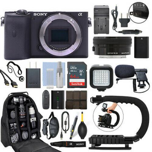 Sony Alpha a6600 Mirrorless Digital Camera with 16-50mm Lens+ 64GB Pro Video Kit