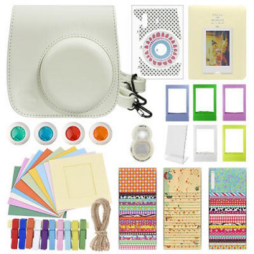 Deluxe Stylish Fun Accessory Kit for Fujifilm Instax Mini 8+ Camera Vanilla