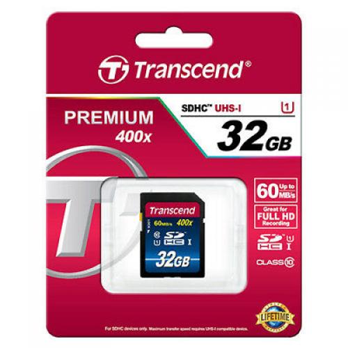 Transcend 32GB SDHC Class 10 UHS-1 Flash Memory Card 60MB/s TS32GSDU1