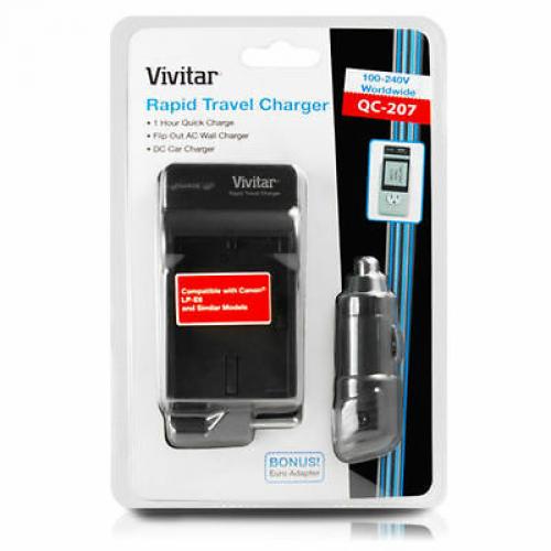 Vivitar AC/DC Rapid Travel Charger for CANON LP-E6 Li-ion Battery