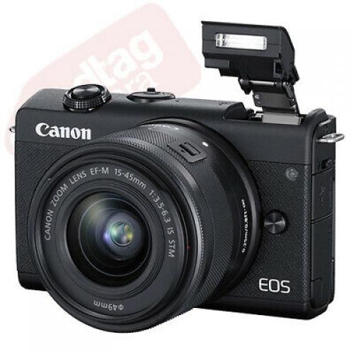 Canon EOS M200 Camera Body Black+ 3 Lens Kit 15-45mm IS STM+ 32GB + Flash & More