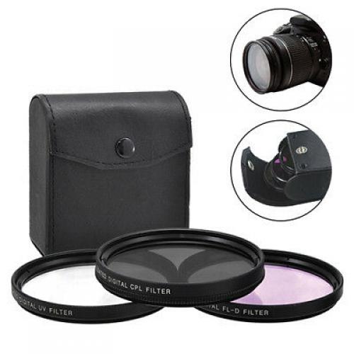 77mm 3 Piece Multi-Coated HD Digital Lens Glass Protector Filter Kit UV CPL FLD