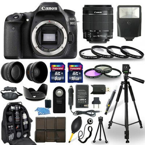 Canon EOS 80D SLR Camera + 18-55mm STM Lens + 30 Piece Accessory Bundle