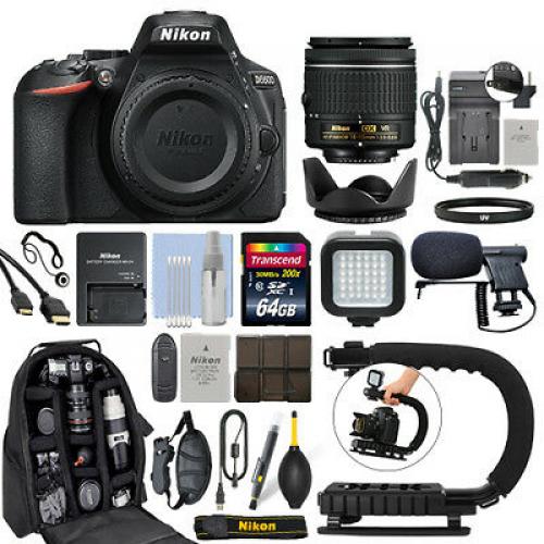 Nikon D5600 Digital SLR Camera with 18-55mm VR Lens + 64GB Pro Video Kit