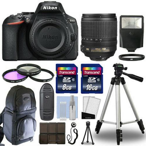 Nikon D5600 Digital SLR Camera Body + 18-105mm VR Lens + 24GB Accessories Kit