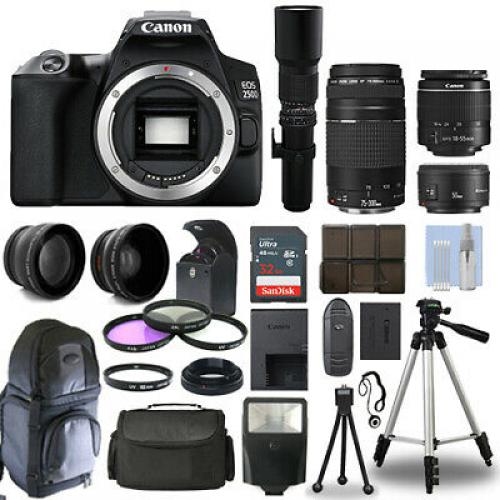 Canon EOS 250D / SL3 DSLR + 6 Lens 18-55mm, 70-300mm, 50mm, 500mm + 32GB PRO KIT