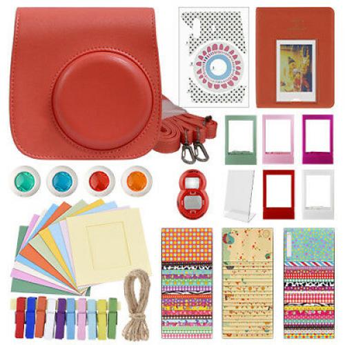 Deluxe Stylish Fun Accessory Kit for Fujifilm Instax Mini 8+ Camera Strawberry