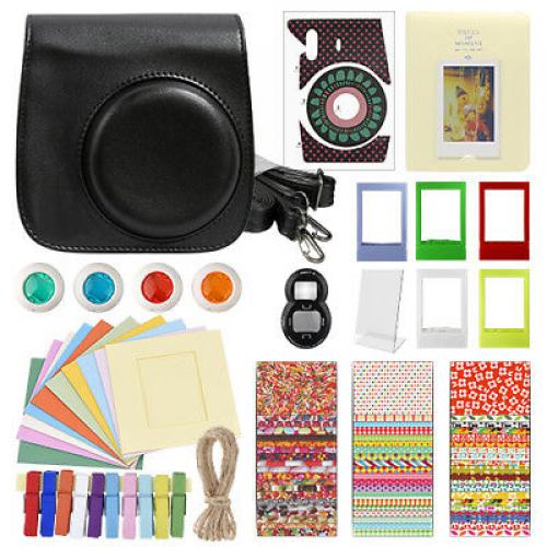 Deluxe Stylish Fun Accessory Kit for Fujifilm Instax Mini 8 Camera Black