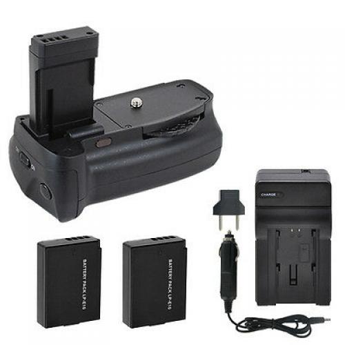 Vivitar Battery Grip BG-C7 + 2 LP-E10 Batteries + Travel Charger for Canon T3 T5