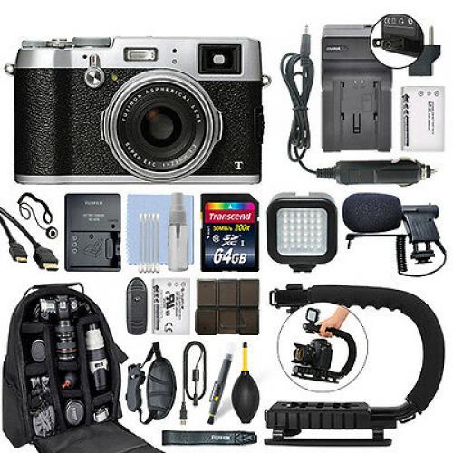 Fujifilm X100T 16.3 MP Digital Camera Body Silver + 64GB Pro Video Kit