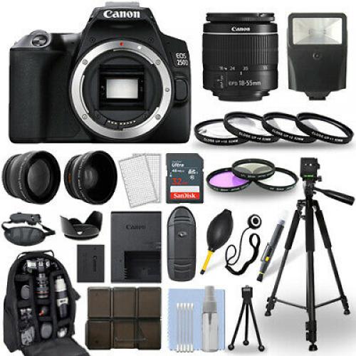 Canon EOS 250D / Rebel SL3 DSLR Camera + 18-55mm Lens+ 30 Piece Accessory Bundle