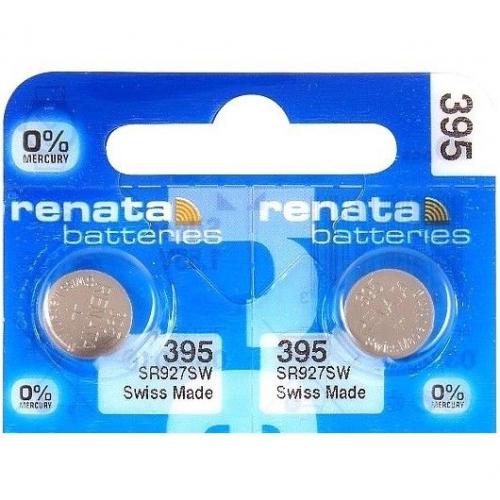 2 x Renata 395 Silver oxide batteries 1.55V SR927W SR57 399 Watch 0% Mercury