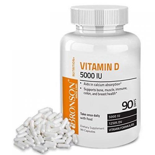 Bronson Vitamin D3 5000 IU Quick-Release Vitamin D Capsules, 90 Count