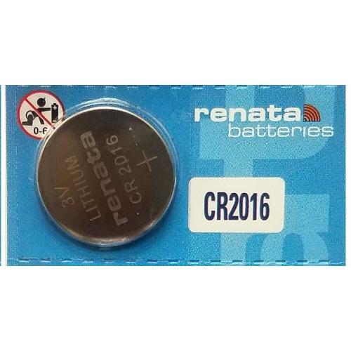 Renata CR2016 Lithium Battery, Package of 5