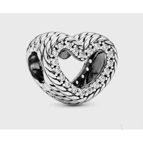 New Authentic Pandora Snake Chain Pattern Open Heart Silver Charm 799100C01