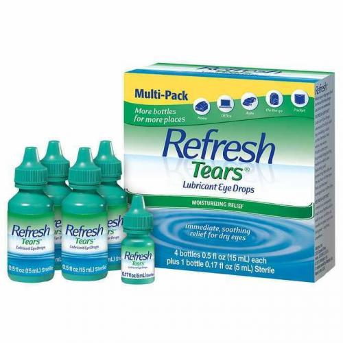 Refresh Tears Lubricant Eye Drops Multi-Pack 4 Plus 1 Bonus Bottle Moisture Dry