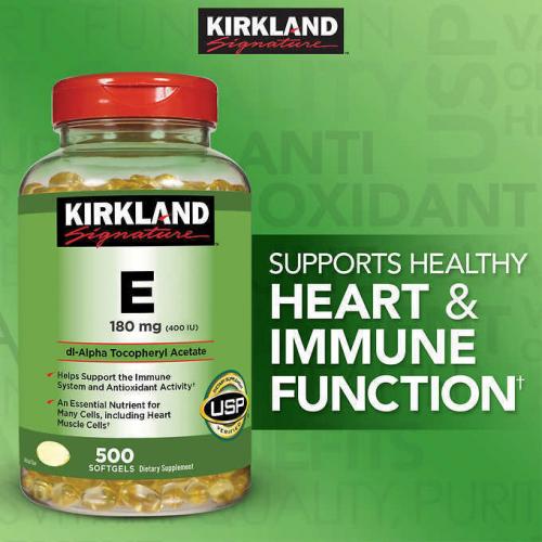 Kirkland Signature Vitamin E 180 mg., 500 Softgels Helps Support Immune System