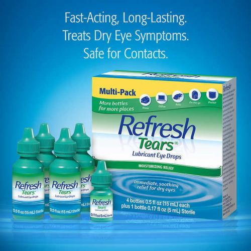 Refresh Tears Lubricant Eye Drops Multi-Pack 4 Plus 1 Bonus Bottle Moisture Dry