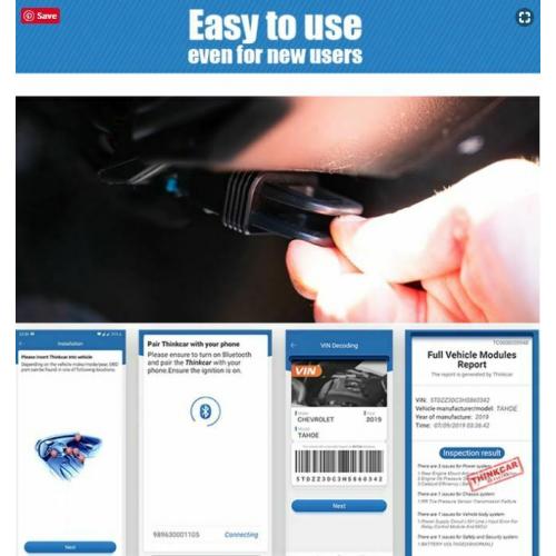 Thinkcar OBD2 Scanner Bluetooth Code Reader with Full System Car Diagnostic OBDII Scan Tool for iOS & Android (Black, Small)