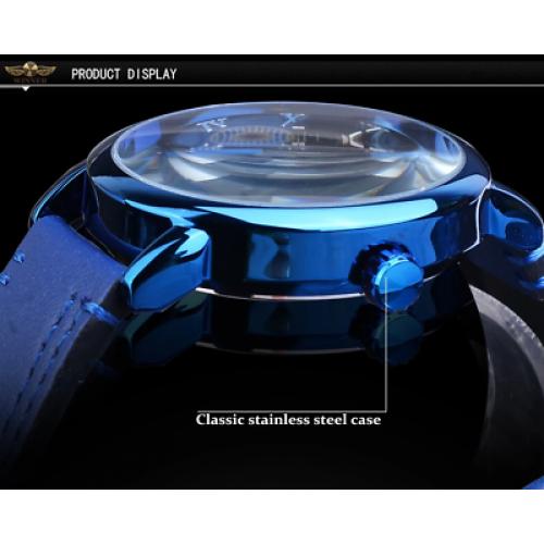 Forsining Blue Wristwatch Men Skeleton Mechanical watch