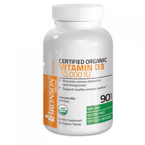 Bronson Vitamin D3 10,000 IU USDA Certified Organic, 90 Tablets