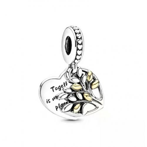 Authentic Pandora S925 ALE Charm  2-Tone Family Tree Heart Dangle 799161