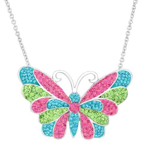 Crystaluxe Butterfly Pendant with Multi Swarovski Crystals in Sterling Silver