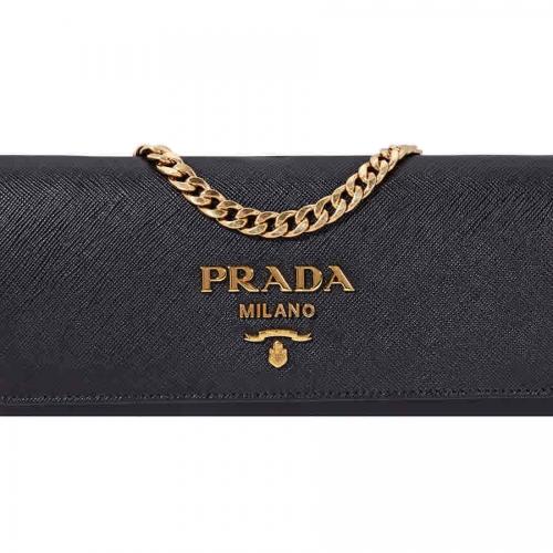 PRADA Saffiano Leather Shoulder Bag - Black