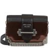 PRADA Cahier Leather Crossbody Bag - Black/Brown