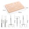 25 In 1 Medical Skin Suture Surgical Training Kit Silicone Pad Needle Scissors