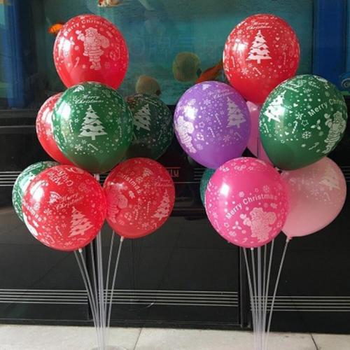 100Pcs Merry Christmas Printed Latex Round Balloons