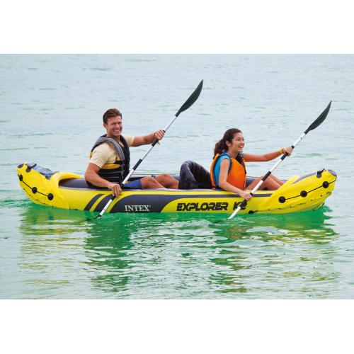 Intex Explorer K2 Yellow 2 Person Inflatable Kayak with Aluminum Oars & Air Pump